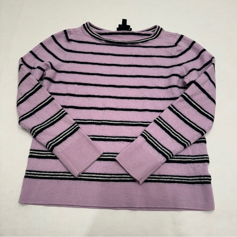 Talbots Purple and Black Striped Pure Merino Wool Sweater Size Medium - Picture 1 of 5